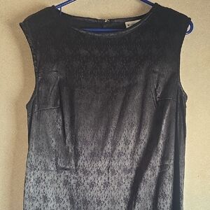 Newport News Black Sleeveless Textured Sheath Dress